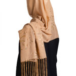 Chiffon Hijab with Fringe and Sequins – Tan hi2698