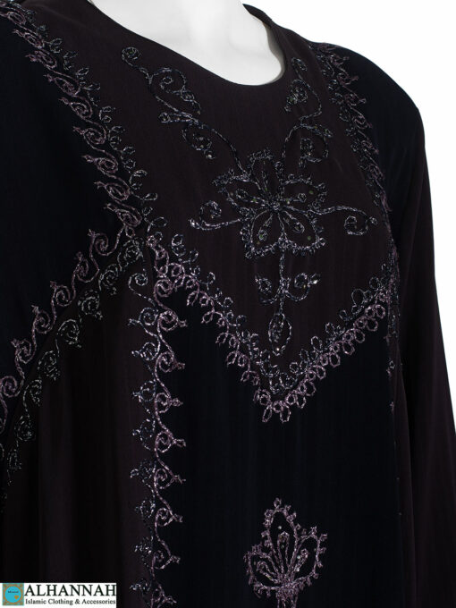 Embroidered Black Abaya Closeup ab874