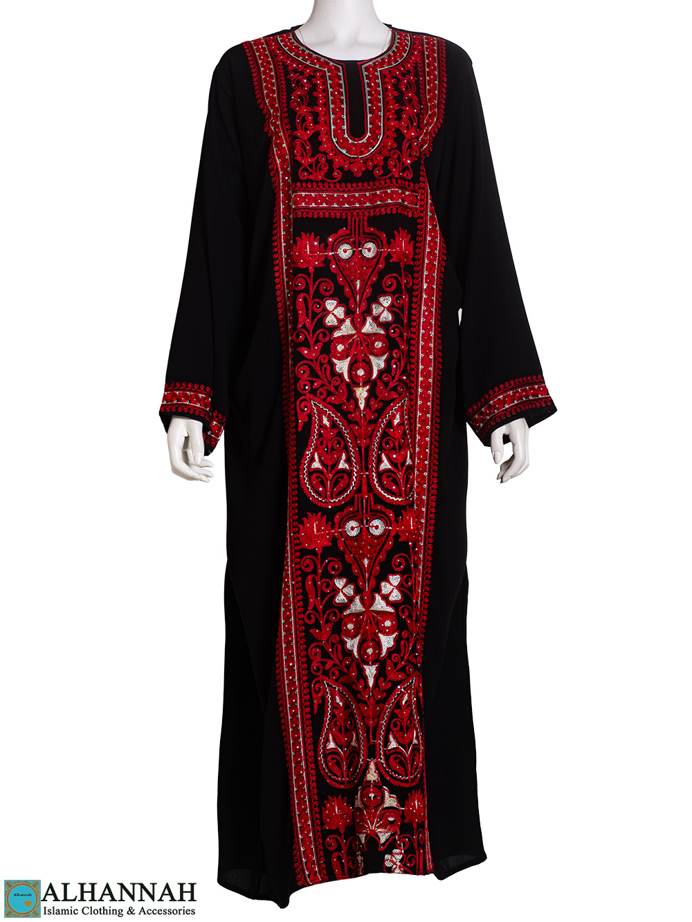 Embroidered Fellah Thobe - Red | th812 » Alhannah Islamic Clothing