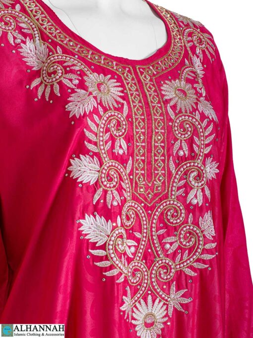 Embroidered Pull Over Abaya Close Up- Rose ab859