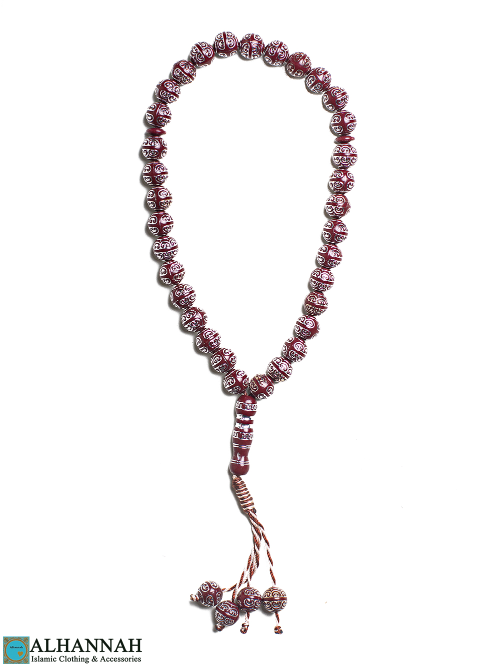 Mahogany Silver-Toned Tasbih Prayer Beads ii1656