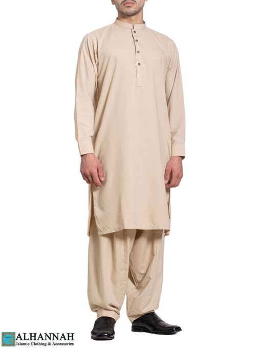 Men's Pakistani Style Salwar Kameez - Khaki me923