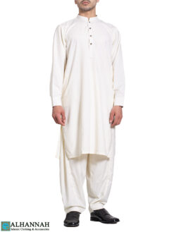 Men's Pakistani Style Salwar Kameez - White me927