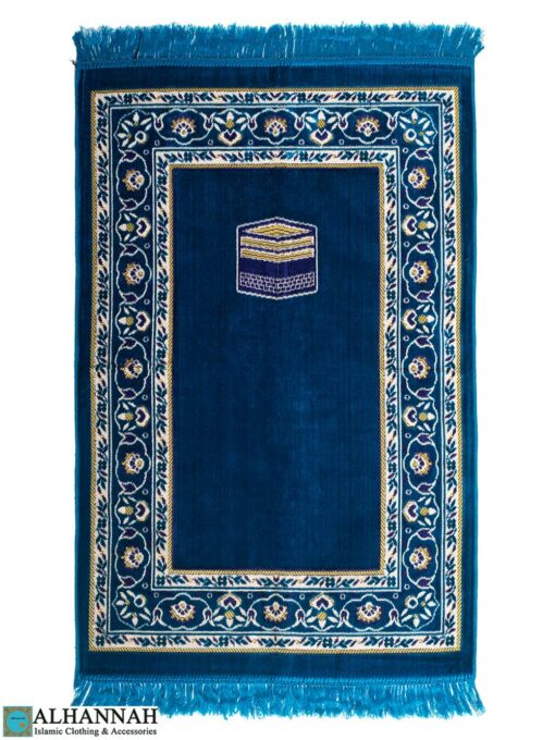 Turkish Prayer Rug Floral Mihrab Kaaba Motif - Blue ii1669