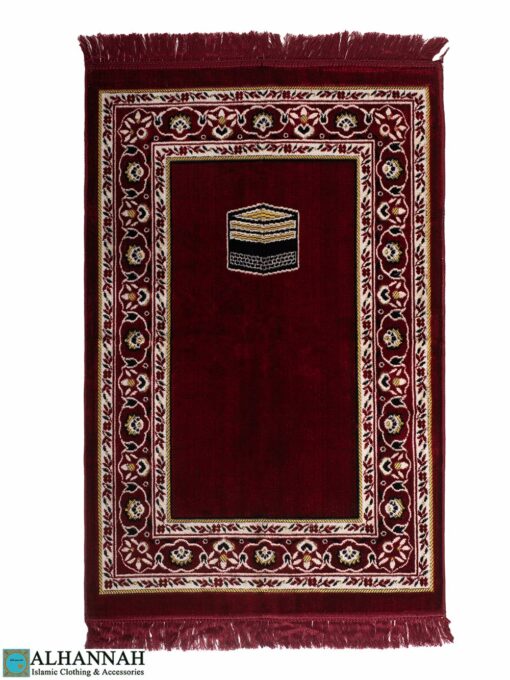 Turkish Prayer Rug Floral Mihrab Kaaba Motif - Dark Red ii1670
