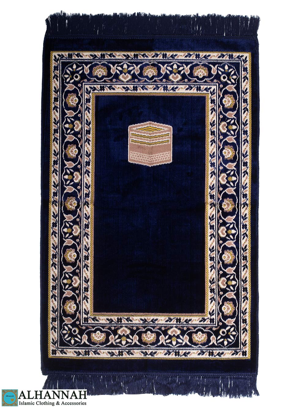 Turkish Prayer Rug Floral Mihrab Kaaba Motif - Navy ii1676