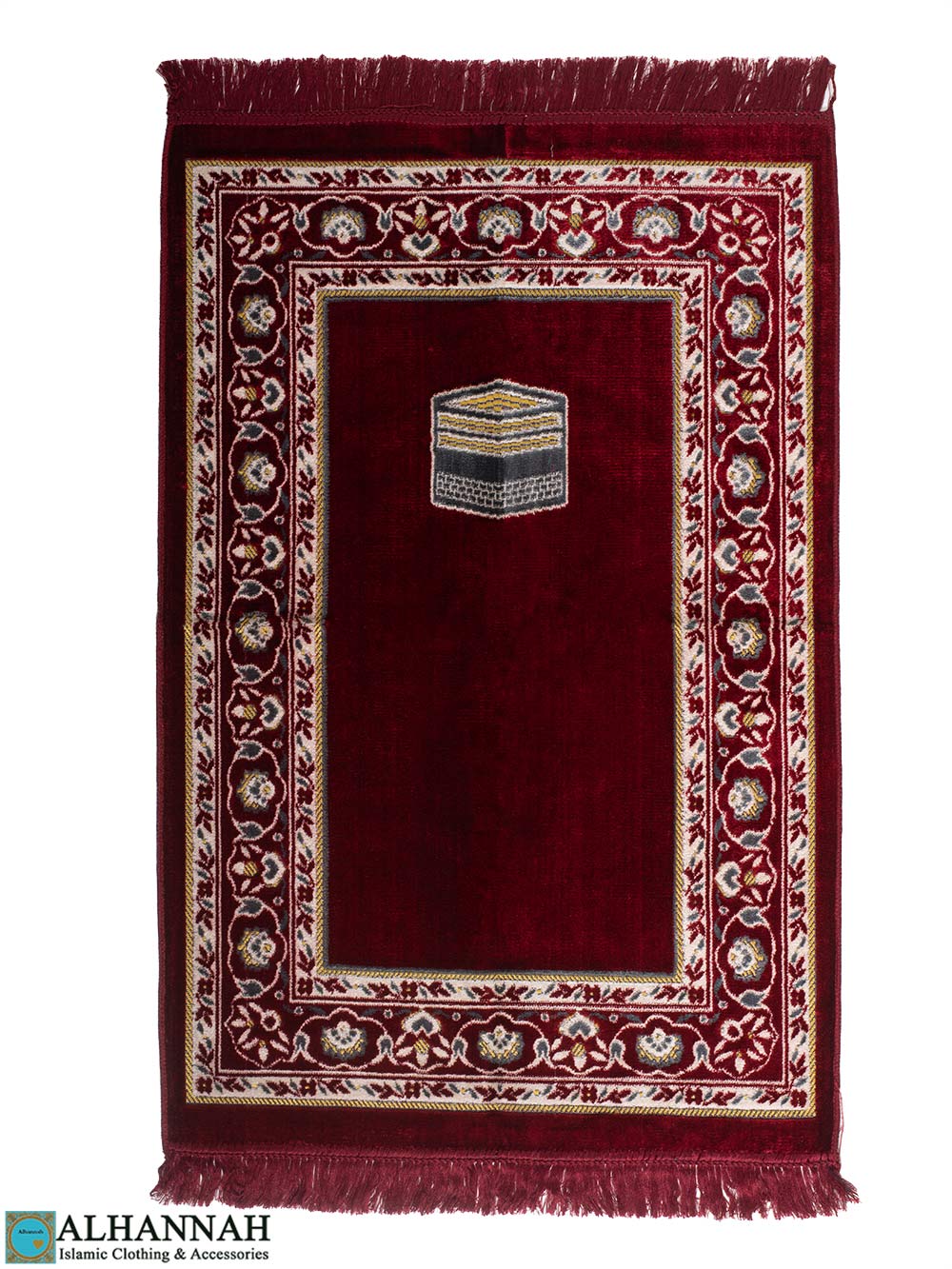 Turkish Prayer Rug Floral Mihrab Kaaba Motif - Red ii1674