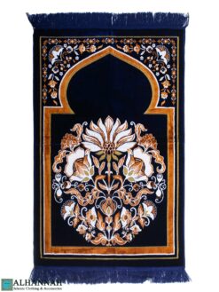 Turkish Prayer Rug with Lotus Motif - Navy ii1679