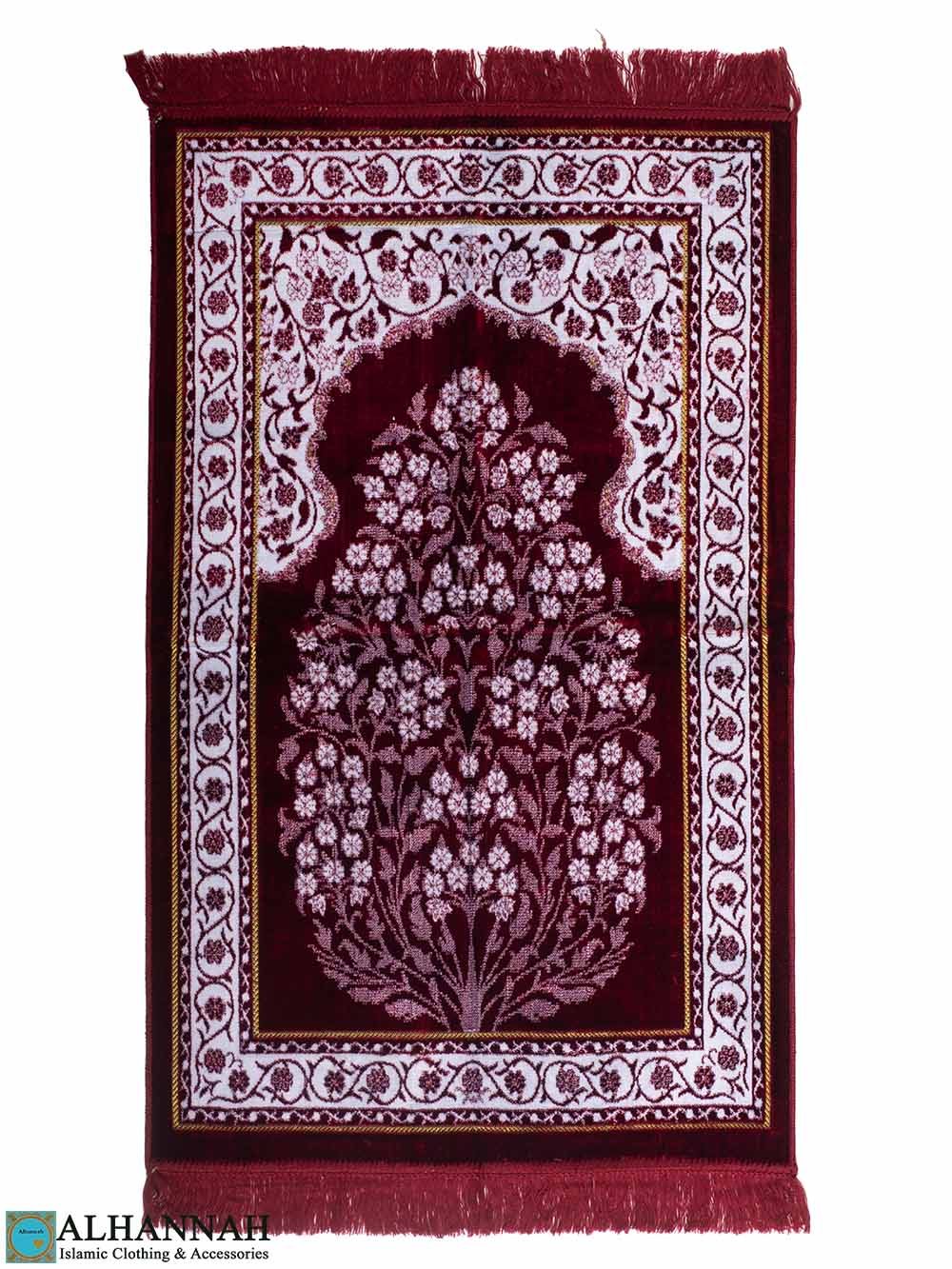 Turkish Prayer Rug with Floral Burst Motif - Raspberry ii1681