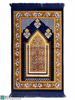 Floral Brick-Layer Turkish Prayer Rug - Navy ii1686