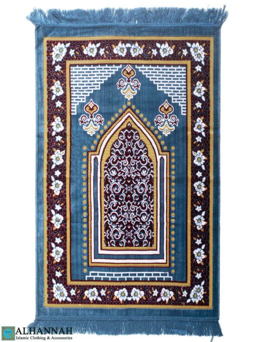 Floral Brick-Layer Turkish Prayer Rug - Persian Blue ii1687