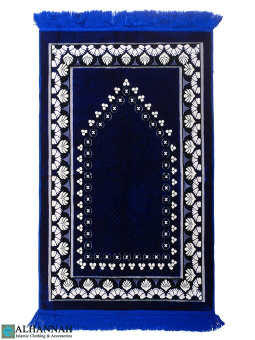 Metallic Threaded Shelled Turkish Prayer Rug - Royal Blue ii1690