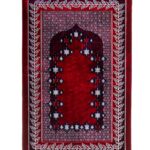 Metallic Threaded Vined Turkish Prayer Rug - Red ii1693