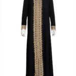 Black Abaya with Lace Trim ab880