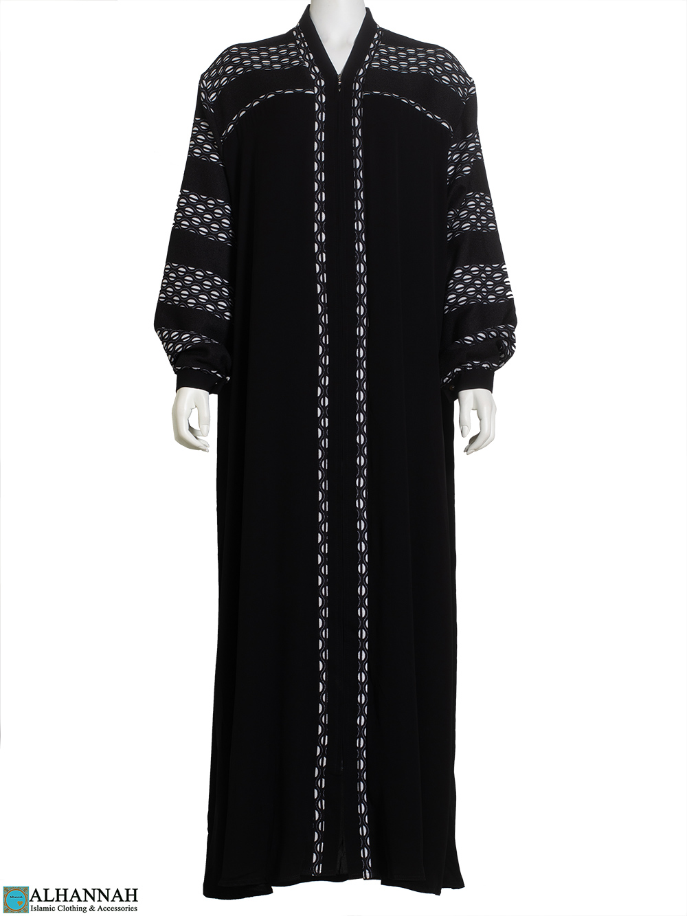 Black & White Abaya | ab887 » Alhannah Islamic Clothing