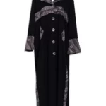 Black Abaya with Sparkling Silver Thread Design ab917