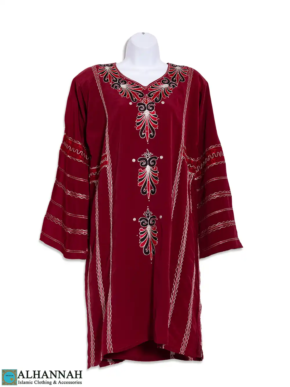 Embroidered Traditional Saudi Kurti in Maroon st650