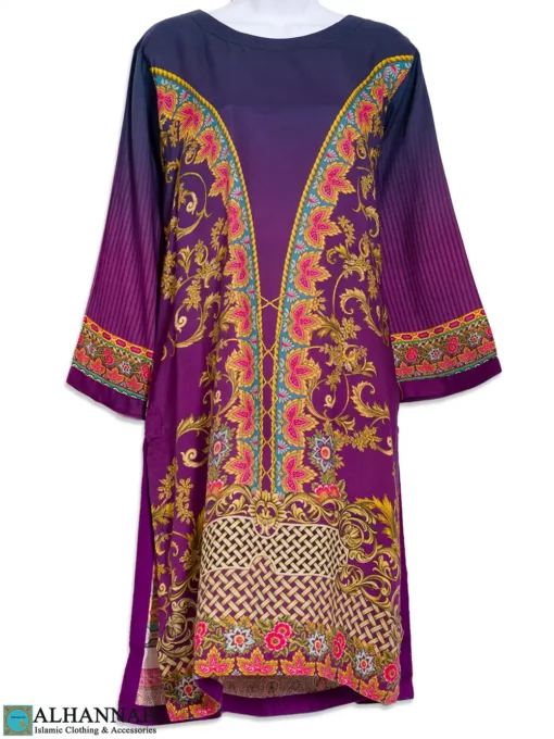 Imperial Purple Cotton Blend Salwar Kameez with Royal Lattice Motif SK1288_2