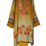 Olive and Royal Gold Floral Embroidered Salwar Kameez SK1296