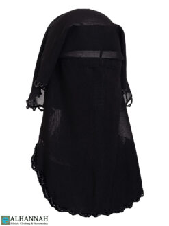 3-Layer Black Niqab with Beaded Edge ni162