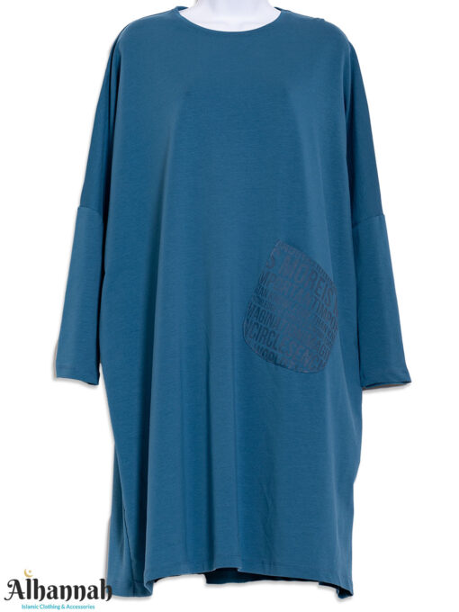 Modern French Blue Kurti with Frontal Pocket and English Lettering st649