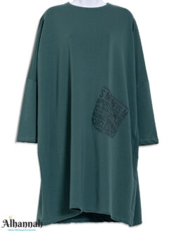 Modern Green Kurti with Frontal Pocket and English Lettering st648