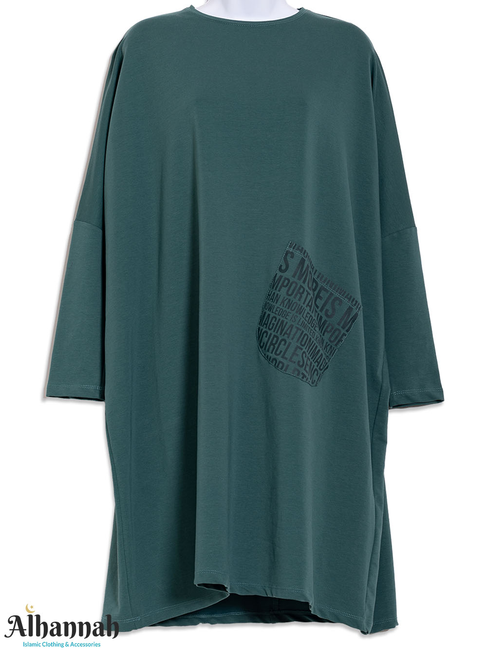 Modern Green Kurti with Frontal Pocket and English Lettering st648