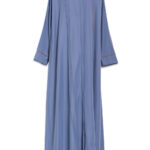 Layered Persian Blue Abaya with Brown Accents ab932