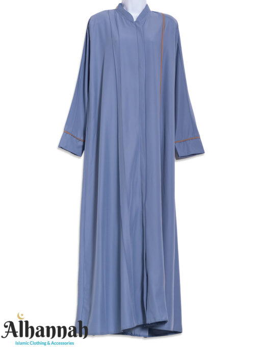 Layered Persian Blue Abaya with Brown Accents ab932