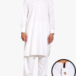 Men’s Tonal Embroidered Shalwar Kameez – White me986