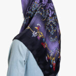 Sunset Hibiscus Haven Silk Square Hijab in Purple hi2733