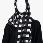 Black and white checkered sequin tulle shayla hijab, heavily embellished with sparkling sequins, style hi2786