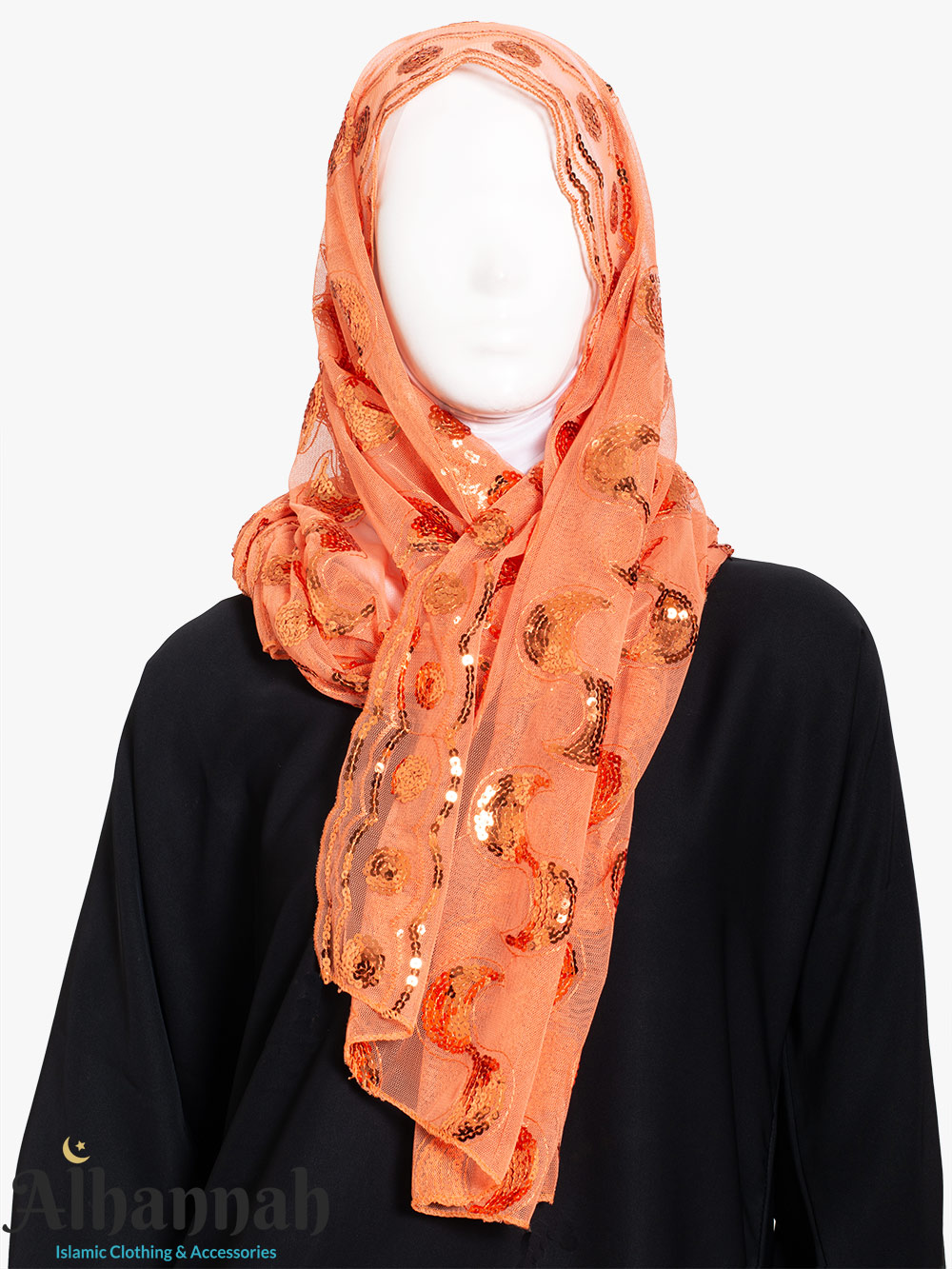 Sequined-Orange-Tulle-Shayla-Hijab-hi2779