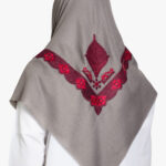 Charcoal Yemeni Shemagh with Red Embroidery me1000
