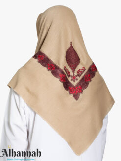 Tan Yemeni Shemagh with Red Embroidery me1004