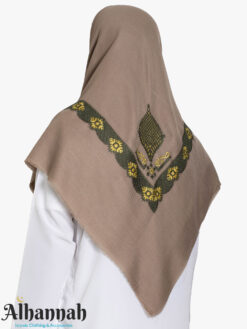 Taupe Yemeni Shemagh with Olive Embroidery me990