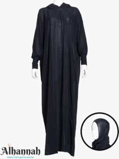 1 Piece Black Prayer Outfit with Attached Shayla Hijab ps676