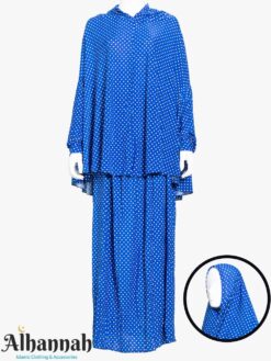 2 Piece Prayer Outfit in Blue Polka Dot Print ps671