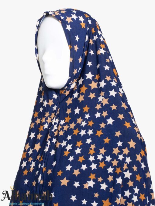 2 Piece Prayer Outfit in Orange and White Stars Print ps667 hood