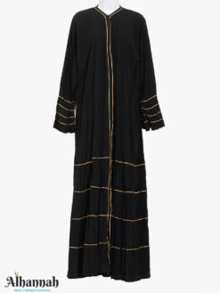 Black-Abaya-with-Golden-Striped-Accent-ab940