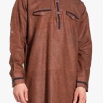 Brown Kurta with Front Pockets me1017
