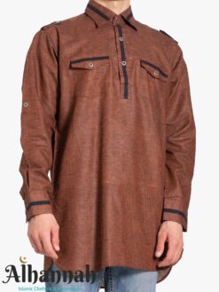 Brown Kurta with Front Pockets me1017