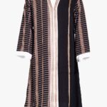 Girls Abaya with Black and Coco Stripes and Crystal Trim ch602