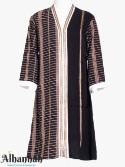 Girls Abaya with Black and Coco Stripes and Crystal Trim ch602