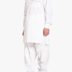 Off-White Salwar Kameez with Front Pockets and Tan Accents me1023