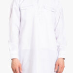 White Kurta with Front Pockets me1008