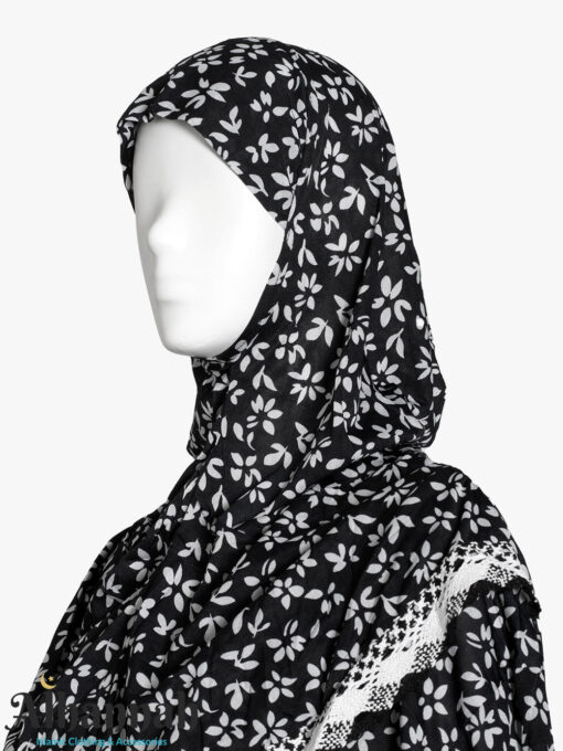 1 Piece Prayer Outfit in Black Daisy Print ps689-Closeup