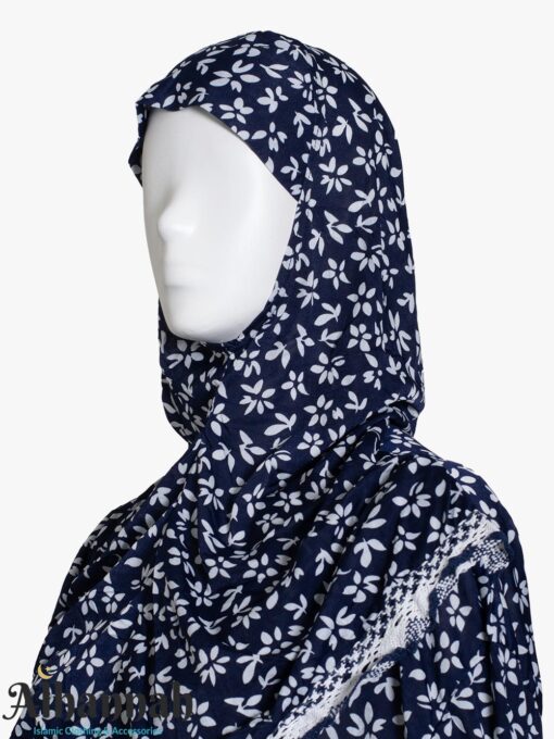 1 Piece Prayer Outfit in Navy Blue Daisy Print ps688-closeup