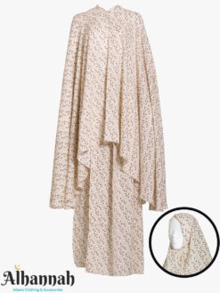 2 Piece Prayer Outfit in Beige with Brown Leaf Print ps684
