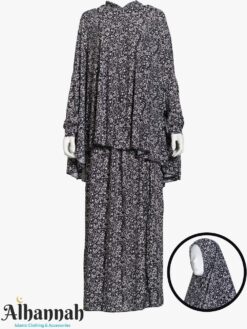 2 Piece Prayer Outfit in Black Paisley Print ps687